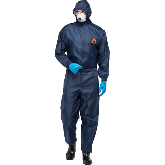 Комбинезон многоразовый защитный с капюшоном JetaSafety JPC75b синий р.М