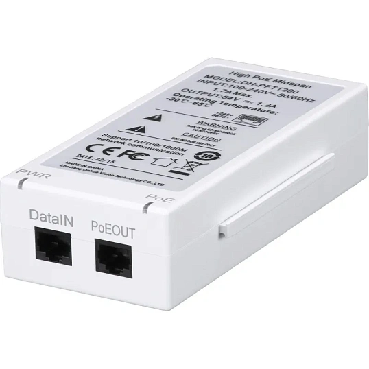PoE-сплиттер DAHUA DH-PFT1200,RJ45 10/100/1000Мбит/с (PoE/PoE+/Hi-PoE),60Вт