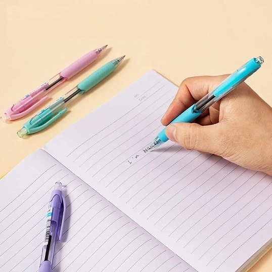 Ручка шариковая автомат. Deli Every,EQ41-BL,син,пул нак.0,7мм,4 цв.корп,асс