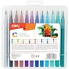 Фломастеры набор Deli Color Emotion кисть смываемые 24цв. пластик. Пенал