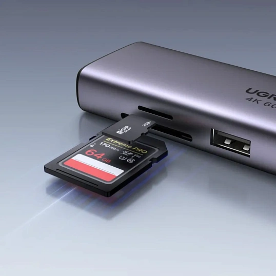 Разветвитель USB Ugreen CM512 (60515) USB-C Multifunction. Серый космос