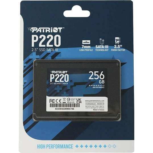 SSD накопитель PATRIOT P220 256Gb 2.5, SATA(P220S256G25)