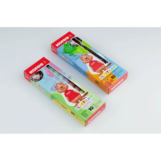 Пластилин Kores Plastilina Пастельный 10 цветов набор общий вес 200гр 34016