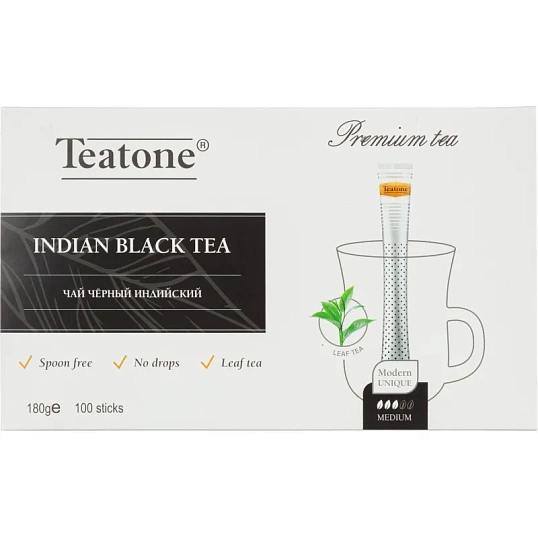 Чай черный индийский TEATONE в металл.стике, 100шт/уп. 1246