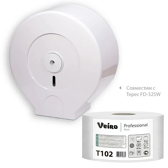 Бумага туалетная д/дисп Veiro Q2 Basic 1сл сер вторич 200м 12рул/уп T102