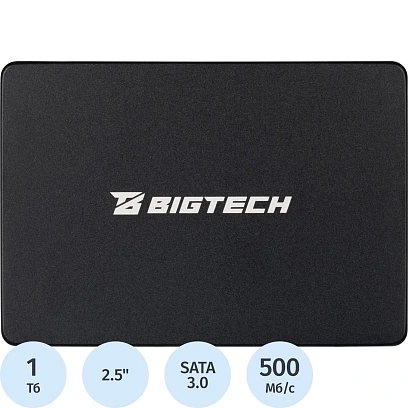SSD накопитель BigTech 2.5, SATA, 1Tb, TLC, R/W 500/450мб/с(BSDS1000SM)