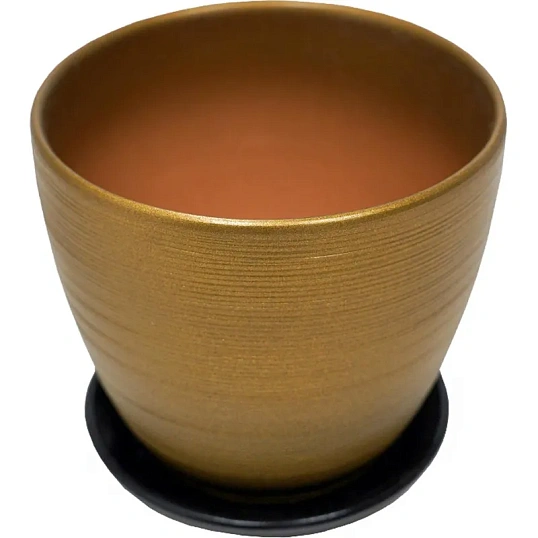 Горшок керамич.с подставкой,4,7л.,Д210 Ш210 В200,бронзовый(матовый),BH-06-3
