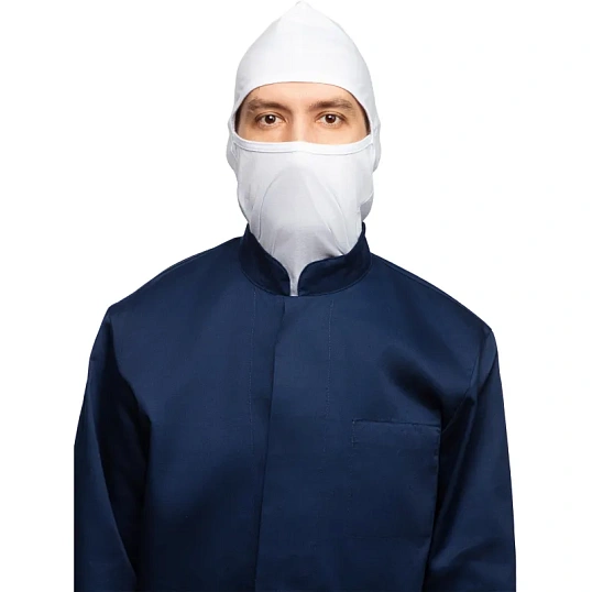 Балаклава  трикотаж ХАССП плотность 120 г. р-р универсальный цв.белый