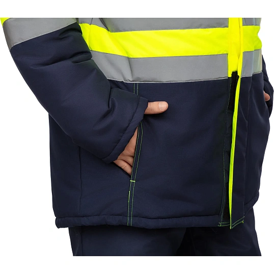 Куртка зимняя мужская зс04-КУ 44-46/170-176 флуоресц.жёлтый/син