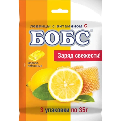 Леденцы БОБС медово-лимонный с вит. С, 3х35г, BS-8-2
