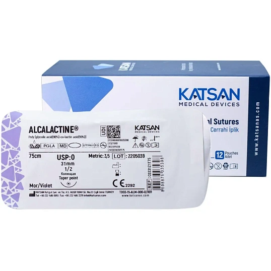 Шовный материал ALCALACTINE 0 31 1/2 TAPER POINT кол. 75 уп/12 шт
