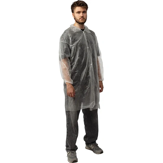 Халат н/с процед, рук.рез, на кнопках, XL, дл.110см, пл 17, белый, 10шт/уп