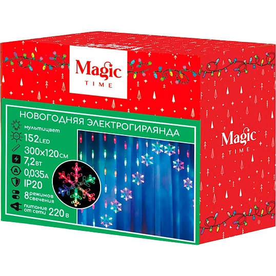 Гирлянда светодиодная на 152LEDламп,300x120cм,220B,,8реж,IP20,93407