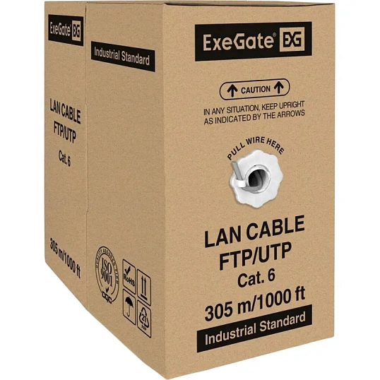 Кабель ExeGate FUTP4-C6-CU-S23-IN-PVC-GY-305-FLUKE FTP
