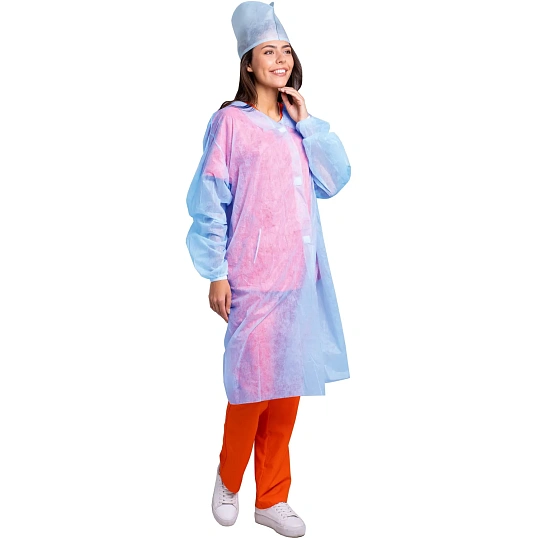 Халат н/с процед, рук.рез, на липч, XL, дл.110см, пл 25, голуб, 10шт/уп