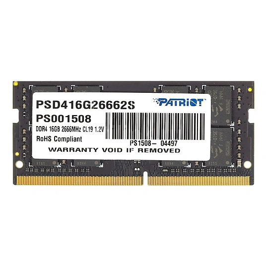 Модуль памяти Patriot DDR4 SO-DIMM 16Gb 2666МГц CL19 (PSD416G26662S)