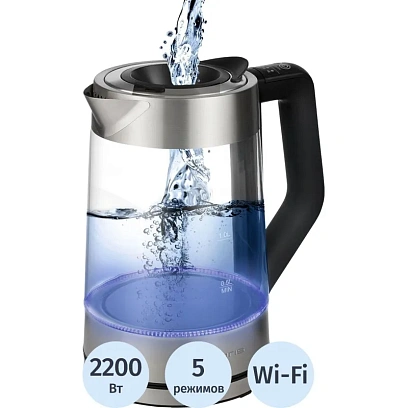 Чайник элект. Polaris  PWK 1725CGLD WIFI IQ Home, стекло,2200Вт, 1,7л,WI-FI