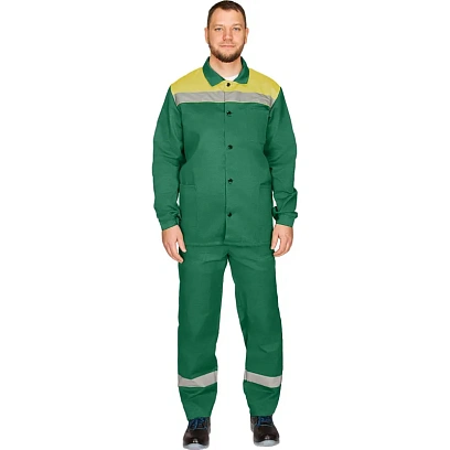 Костюм рабочий летний муж. л16-КПК с СОП зел/желт (р.64-66) 170-176