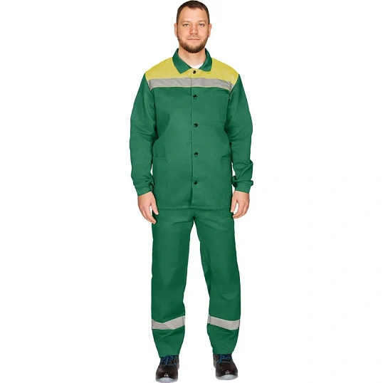 Костюм рабочий летний муж. л16-КПК с СОП зел/желт (р.44-46) 182-188