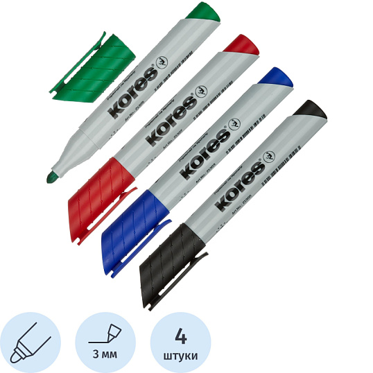 Набор маркеров для флипчартов по бумаге KORES XF1 набор 4 цв. 21344