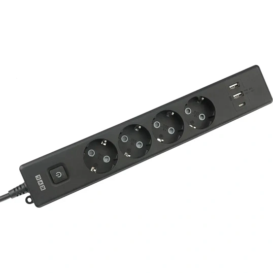 Удлинитель Power Cube, 4р/1.9м выкл.,3USB, 3.5кВт,16А,,3x1,0 черн(PC-7B-2M)