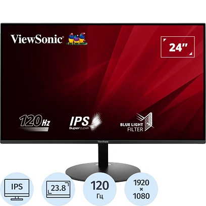 Монитор ViewSonic 23.8 VA24E1-H FHD/IPS/120Гц/HDMI/VGA/черный