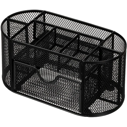 Подставка-органайзер д/канц.мелочей Комус 9отд мет сетка 220х110х105мм черн