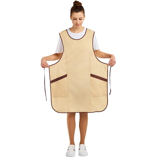 Фартук сарафан Маркет Мастер  цвет бежевый/шоколадный