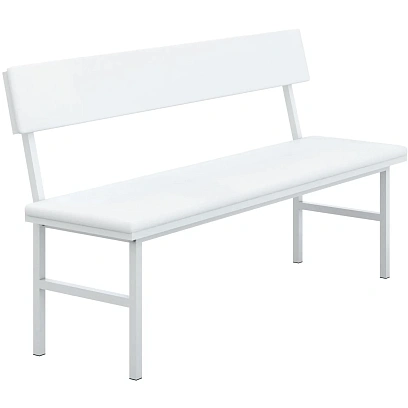 Банкетка MEG_со спинкой НУМЛ-МСК БЛ (код МСК-208) обивка белая