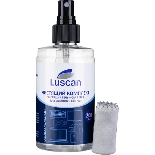 Гель для чистки мониторов Luscan, 200 мл + м/фибра 18х18