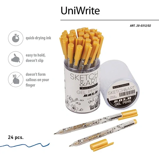 Ручка гелевая SKETCH&ARTUniWrite.GOLD 0,8мм ЗОЛОТАЯ 20-0312/02