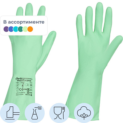 Перчатки резиновые Vileda Profes латекс зеленый рL 100757/174365,ПС