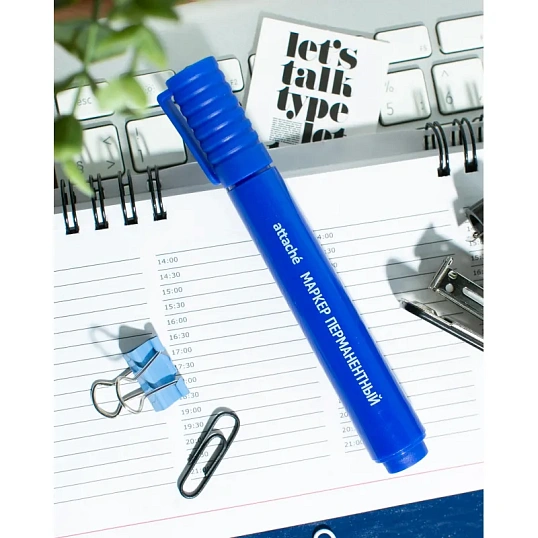 Маркер перманентный универсальный Attache Economy синий 2-3 мм