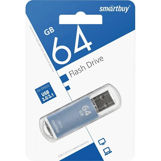 Флеш-память Smartbuy UFD 3.0/3.1 64GB V-Cut Blue (SB64GBVC-B3)