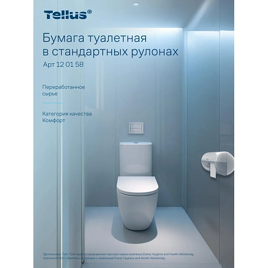 Бумага туалетная Торк/Tellus T4 2сл бел вт 23м 184л 4рул/уп 24уп/бл 120158