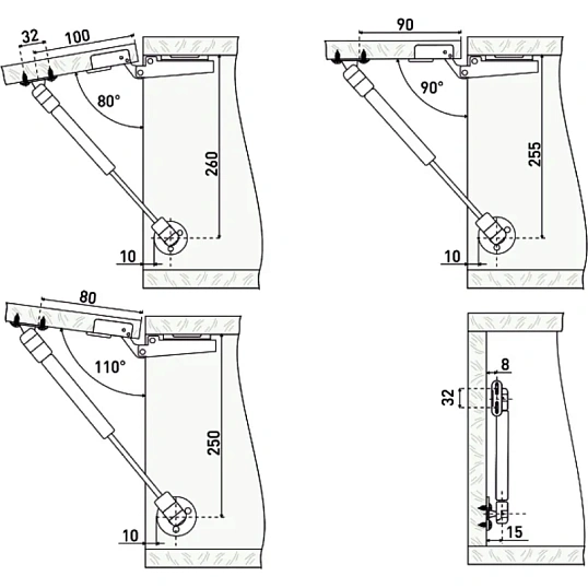 Доводчик УЗК_мебельный StahlBuro газовый лифт N80 26,5х1,5 (15916) мат.хром