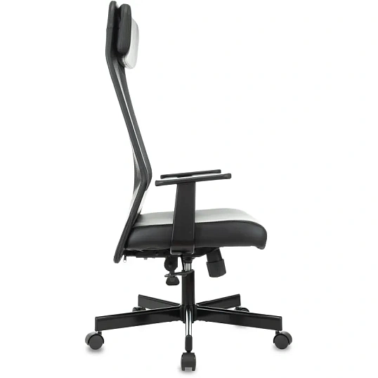 Кресло VB_EChair-651 TPU кожзам черный, сетка черая,металл