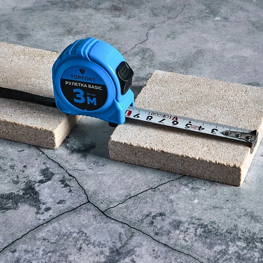 Рулетка TOPFORT BASIC 3мх16мм, пласт корпус, 2 стопора