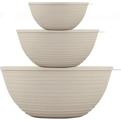 Набор салатников Cardamom (1,2+2,3+4,1 л) с крышками латте