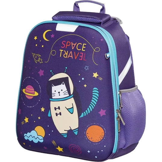 Ранец Комус Класс Кот-космонавт, меняет цвет, 2 отд., эргоном. спинка