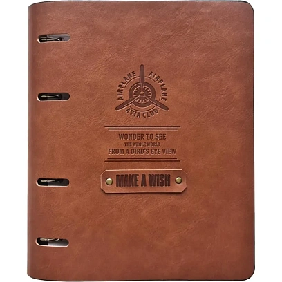 Тетрадь со сменным блоком А5 120л клетка кольца иск.кожа Airplane N2404