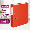 Папка-регистратор 75 мм Attache А4, красная, РР/бумага, мет. уголок