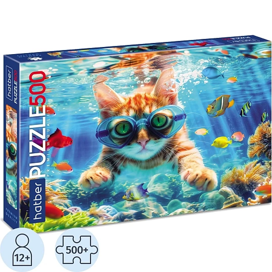 Пазл 500 элементов Premium А2ф 480х330мм  -Котик на релаксе-,88449