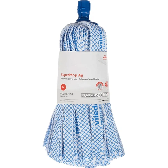 Насадка МОП Vileda Professional Супермоп антибак 33см 125гр бел/син 137908