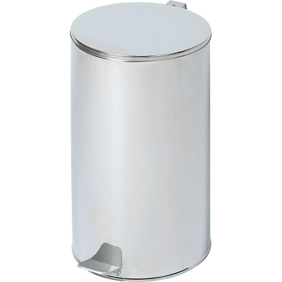 Ведро мусорное с педалью стальное, хром, 300х583мм, объем 40л