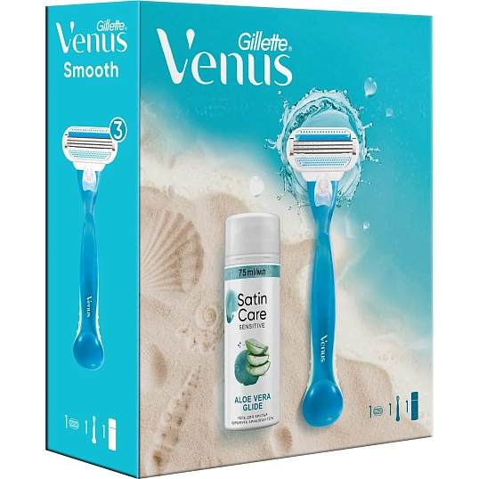 Подарочный набор Gillette Venus Бритв 1сменКас+Гель д/брит жен д/чувКож75мл