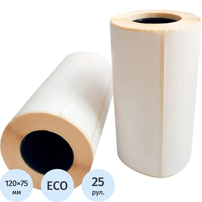 Термоэтикетки ЭКО 120х75, 300шт/рул, вт.40, 25рул/уп