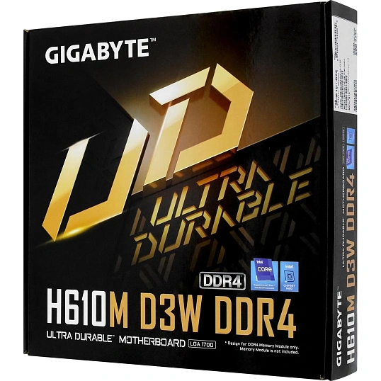Материнская плата Gigabyte H610M D3W DDR4 H610, LGA1700, 2xDDR4, M-ATX, RTL