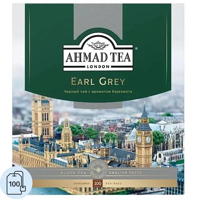 Чай Ahmad Earl grey черный бергамот 100пак/уп 5951-08