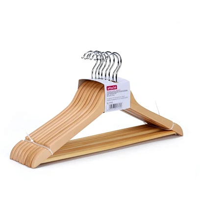 Вешалка-плечики WW_ Attache F6612N-8/LH001 дер,перек,выем,р48-50 нат.УП 8шт